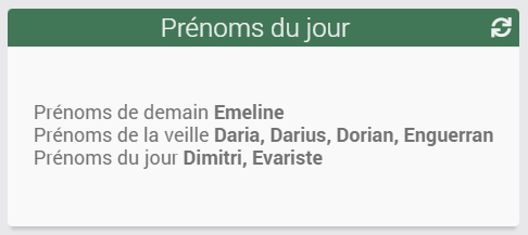Rendu graphique du plugin Prénoms du jour Alt text